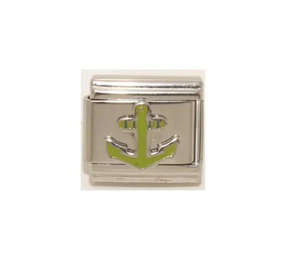 Anchor green - enamel 9mm Italian charm